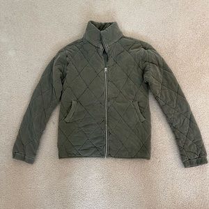 Washed olive green quilted jacket